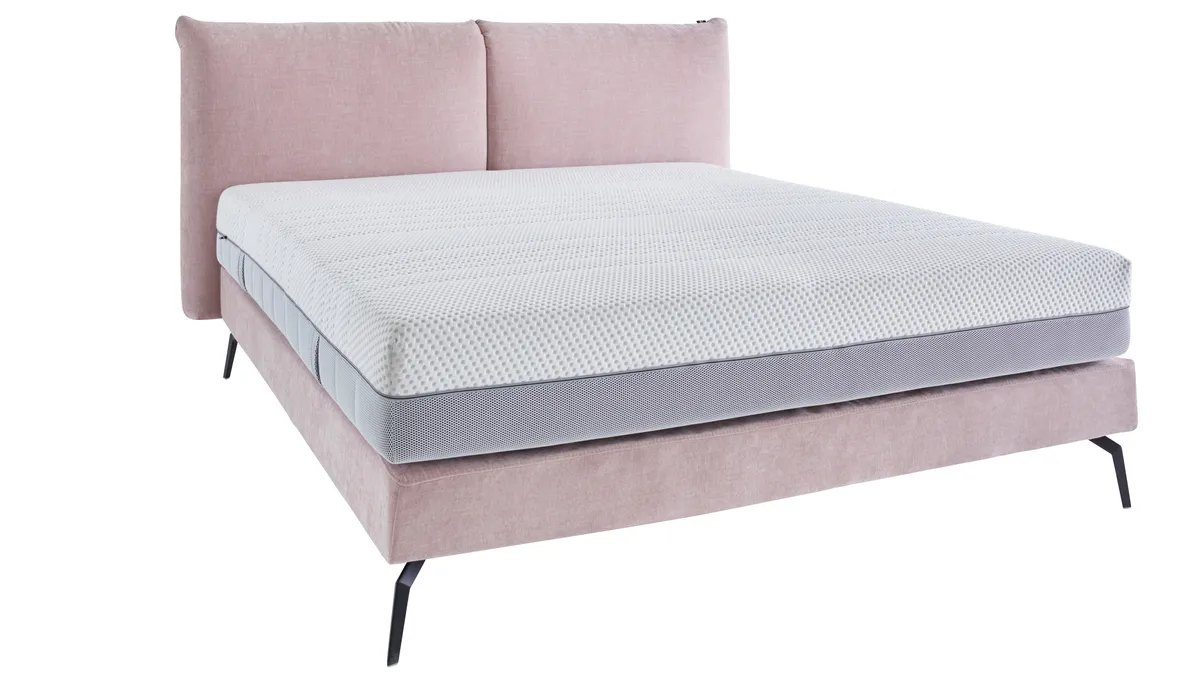 Boxspringbett Delia - Liegefläche 180x200 cm, Stoff, Rose 
