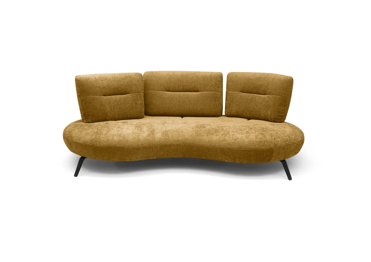 Nierensofa PACEY - 3-Sitzer inkl. Schwenkrücken, Stoff, Senfgelb