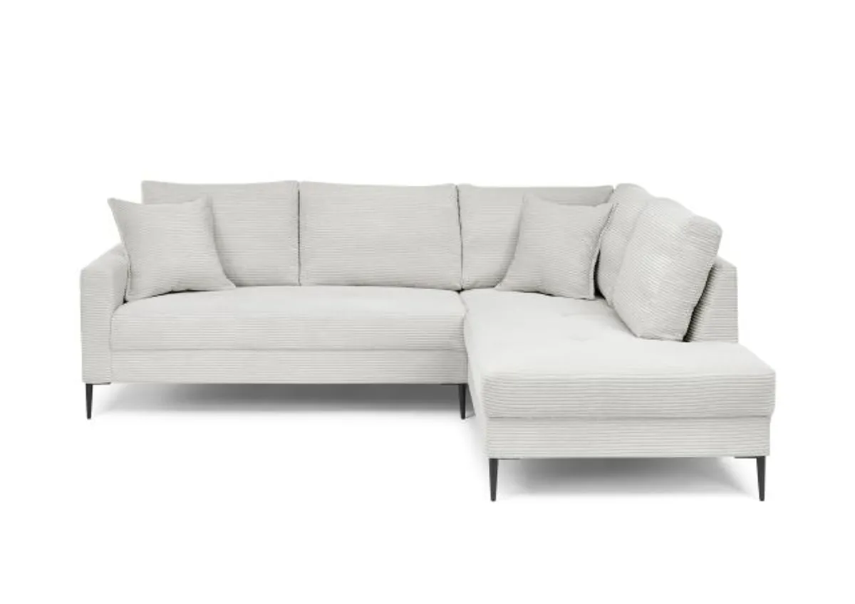 Ecksofa - 3-Sitzer, Ecke rechts, Stoff, Hellgrau