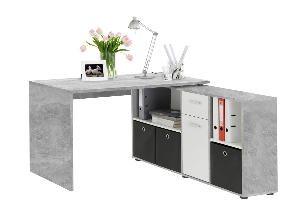 Schreibtisch- LB ca. 136x67 cm, Beton, Weiß