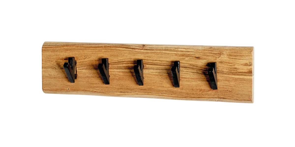 Wandgarderobe - B ca. 60 cm, Akazie, Schwarz