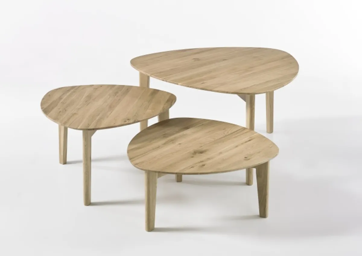 Couchtisch - 3-er Set, Asteiche massiv