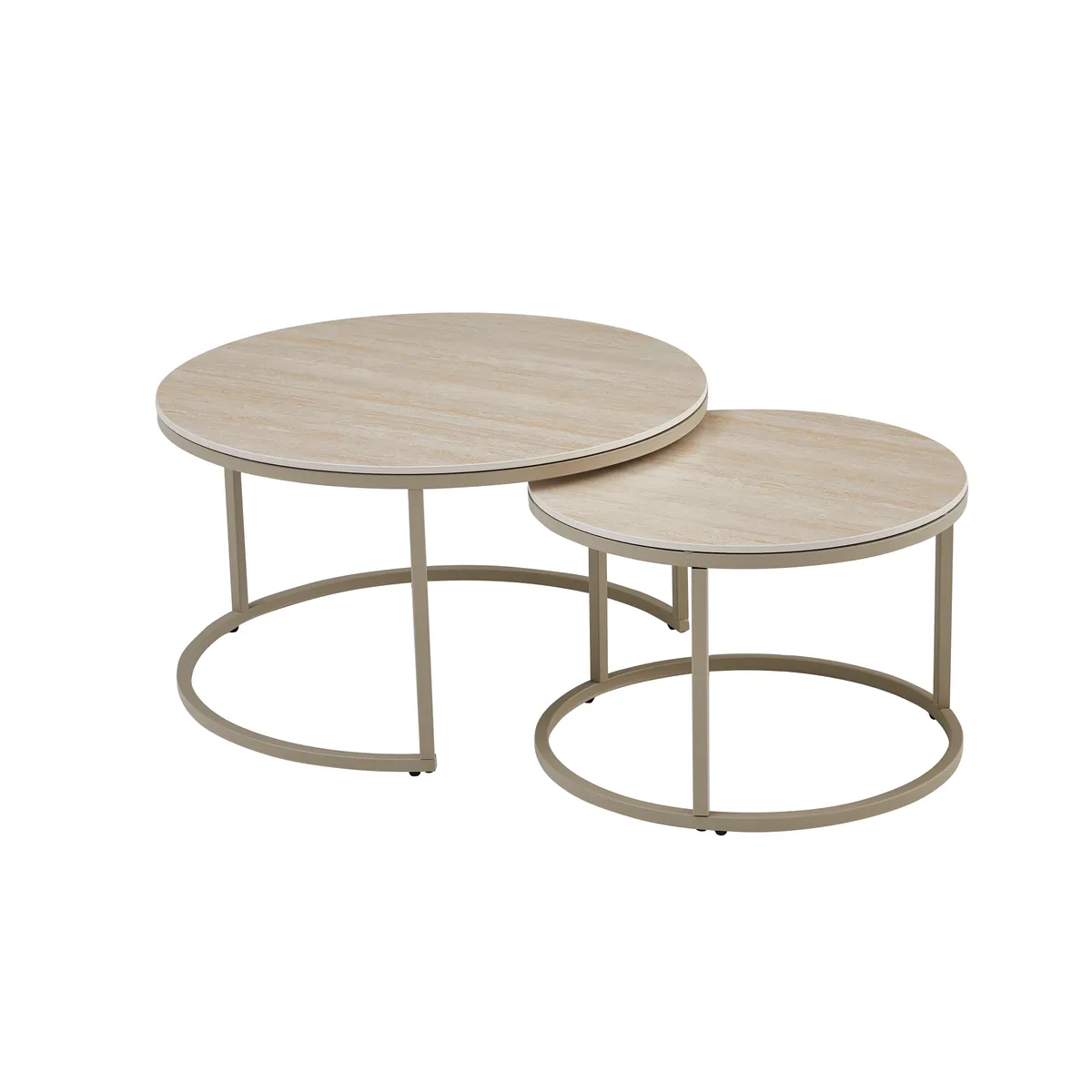 Couchtisch - 2er Set, Travertinoptik, Kaschmir