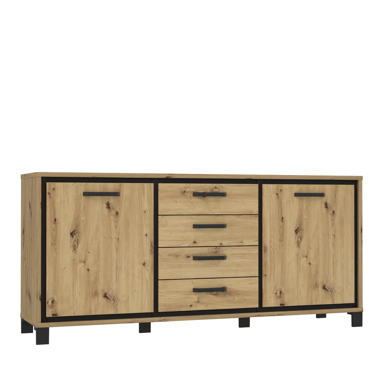 Sideboard FARIDA - Eiche Dekor, Schwarz