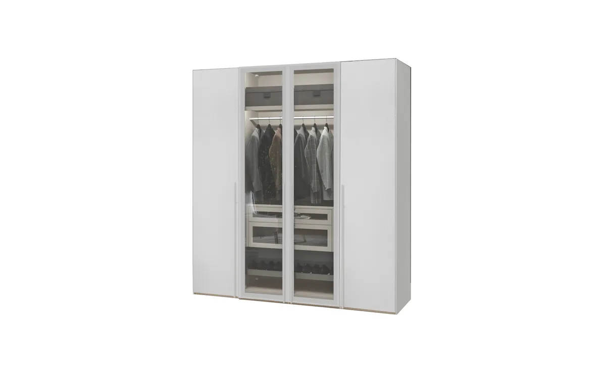 Drehtürenschrank JOIN IT- B ca. 202 cm, Weiss, Glas