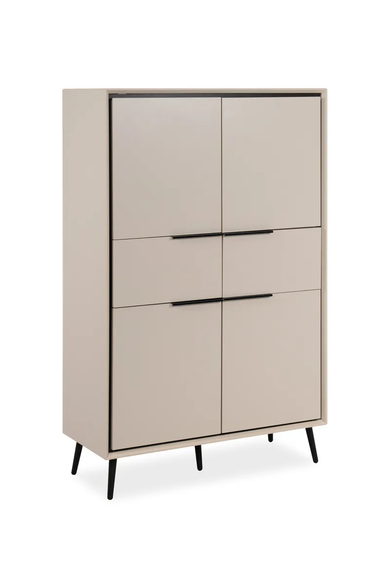 Highboard - B ca. 90 cm, Sand, Schwarz