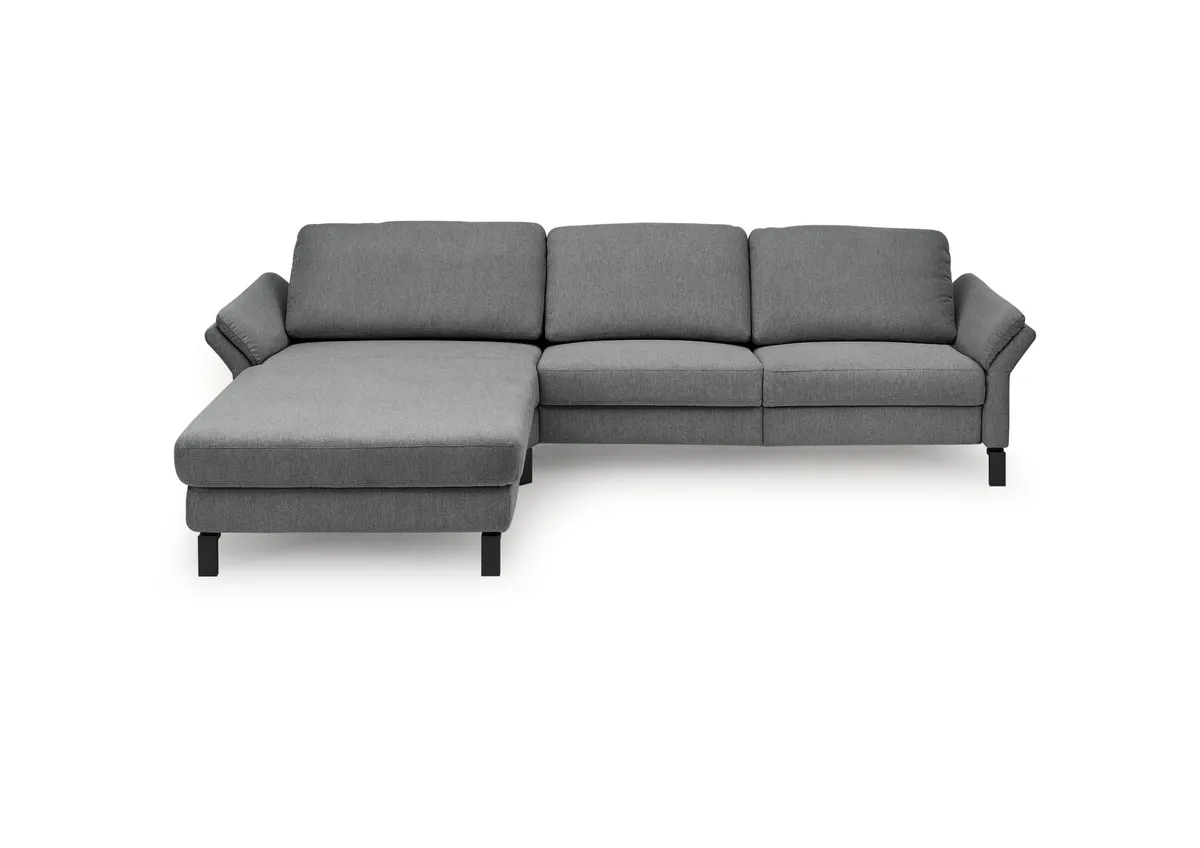 Ecksofa CALM PREMIUM 2.0 - Longchair links mit 3-Sitzer, Rückenlehne verstellbar, Stoff, Anthrazit