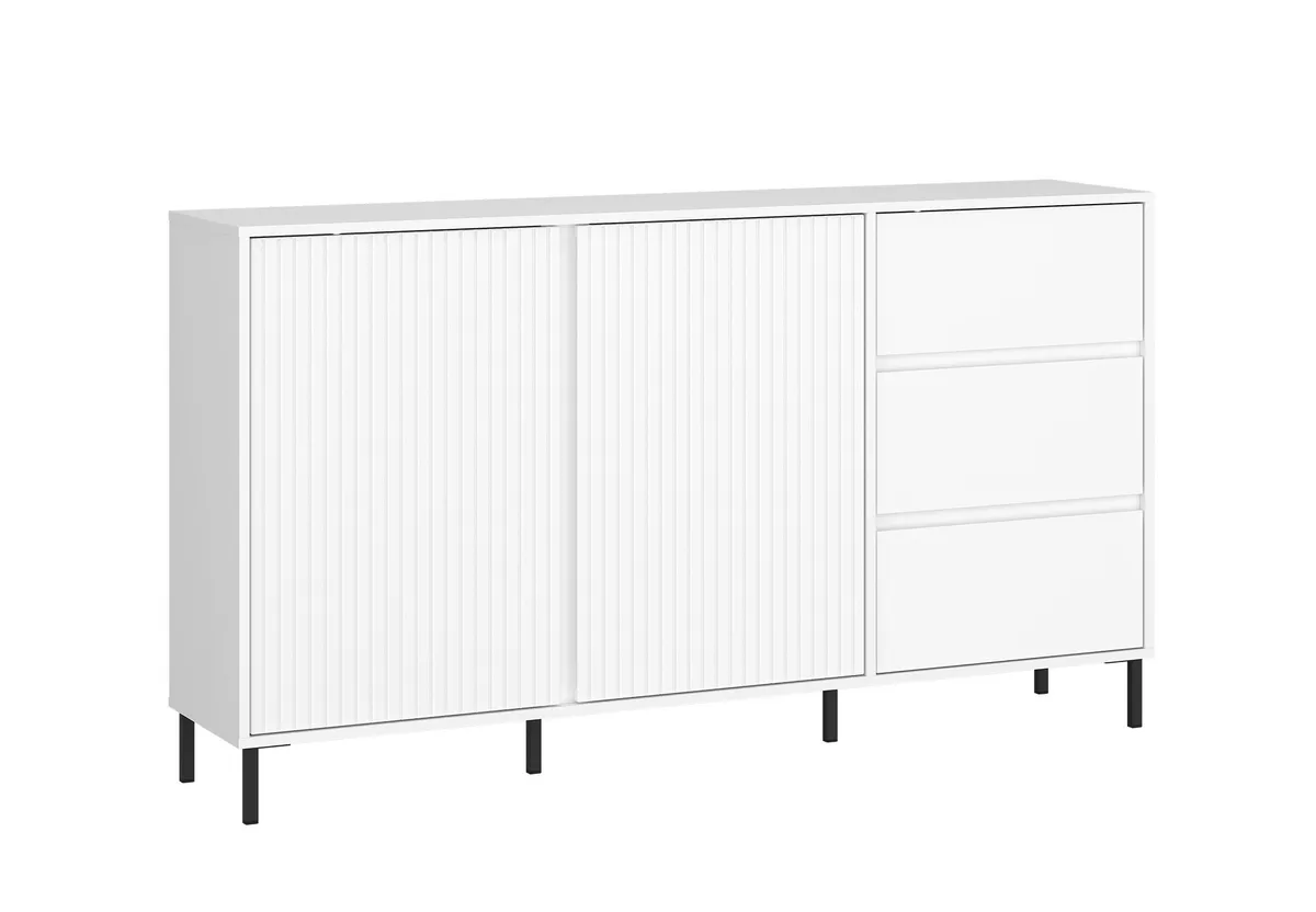 Sideboard - B ca. 158 cm, Weiß, Weiß Hochglanz