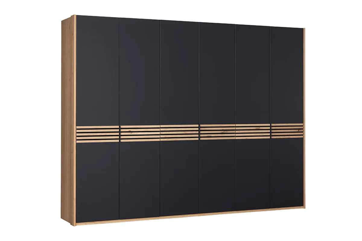 Drehtürenschrank Viana - B ca. 303cm, Lack, Anthrazit