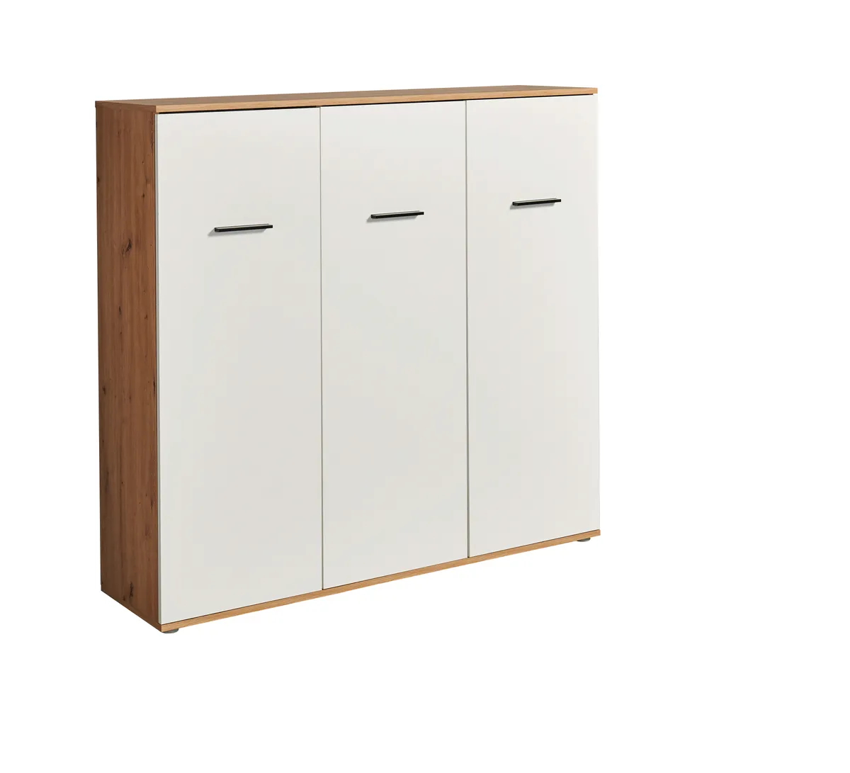 Schuhschrank - B ca. 135 cm, Artisan Eiche Nachbildung, Weiß