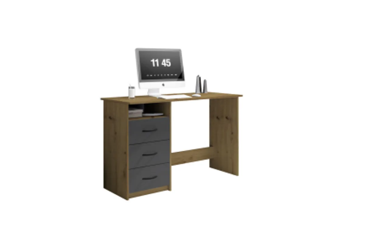 Schreibtisch - LB ca. 123x50 cm, Eiche Dekor, Anthrazit