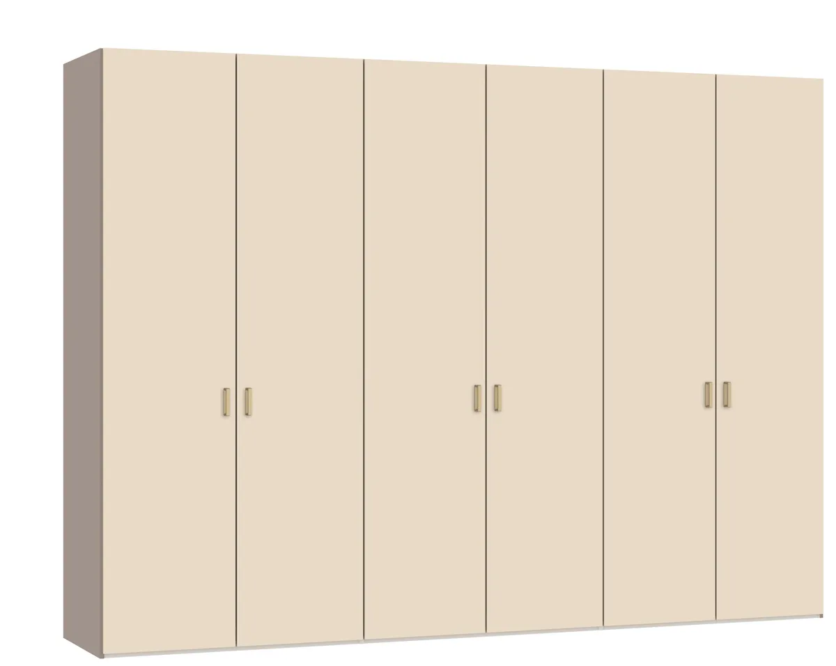 Drehtürenschrank JOIN IT- B ca. 303 cm,  Nougat, Glas, Creme