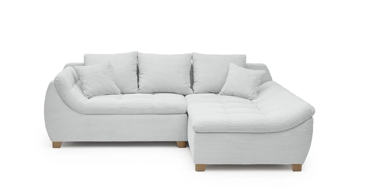 Ecksofa JAMILA - 2-Sitzer, Ecke rechts, Stoff, Silberfarben