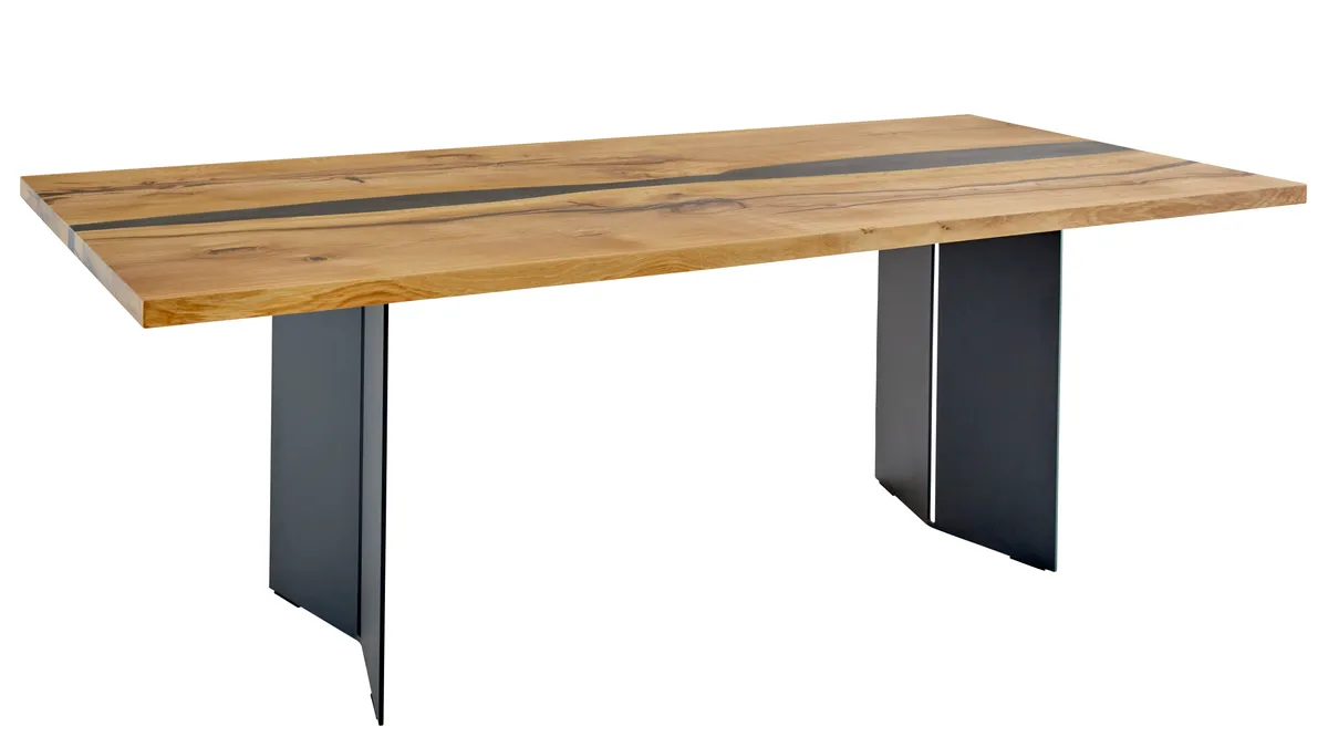 Esstisch Nera - LB ca. 220x110 cm, Asteiche massiv, Epoxy