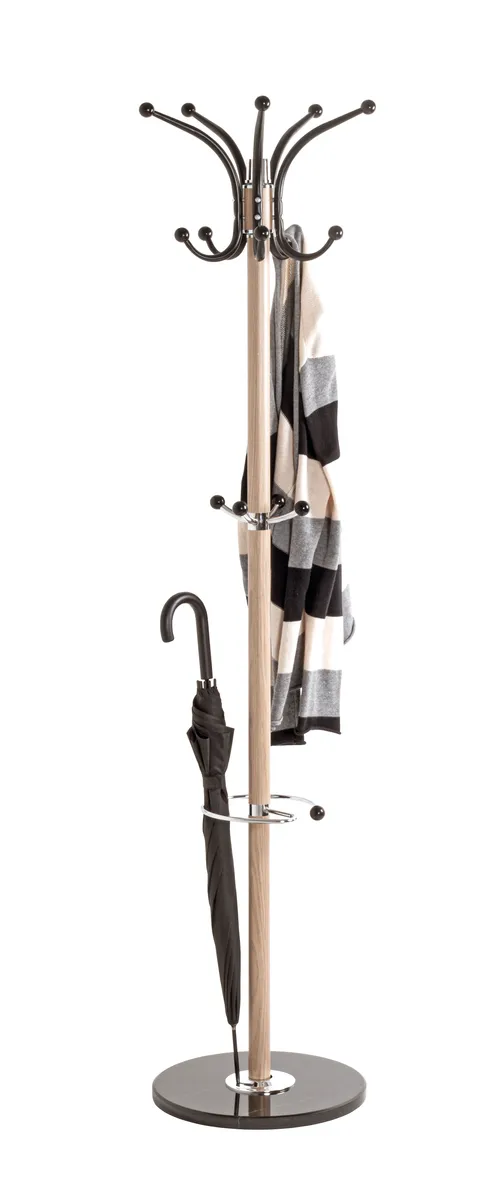 Garderobenständer - Ø/H ca. 40x175 cm, Eiche Nachbildung, Schwarz