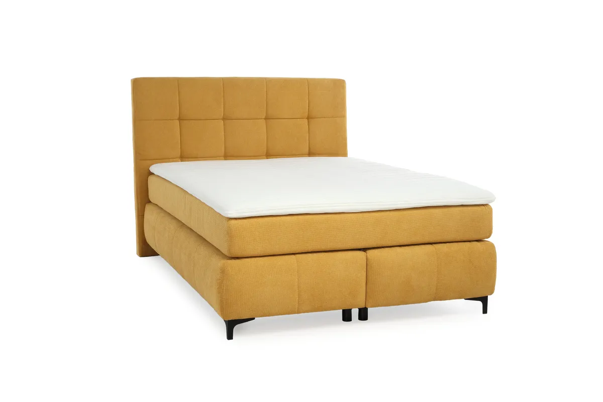 Boxspringbett- Ligefläche ca. 140x200 cm, Stoff, Curry