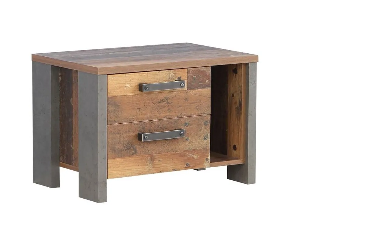 Nachtkommode FEA - Old Wood Vintage Dekor, Betonoptik Dunkelgrau