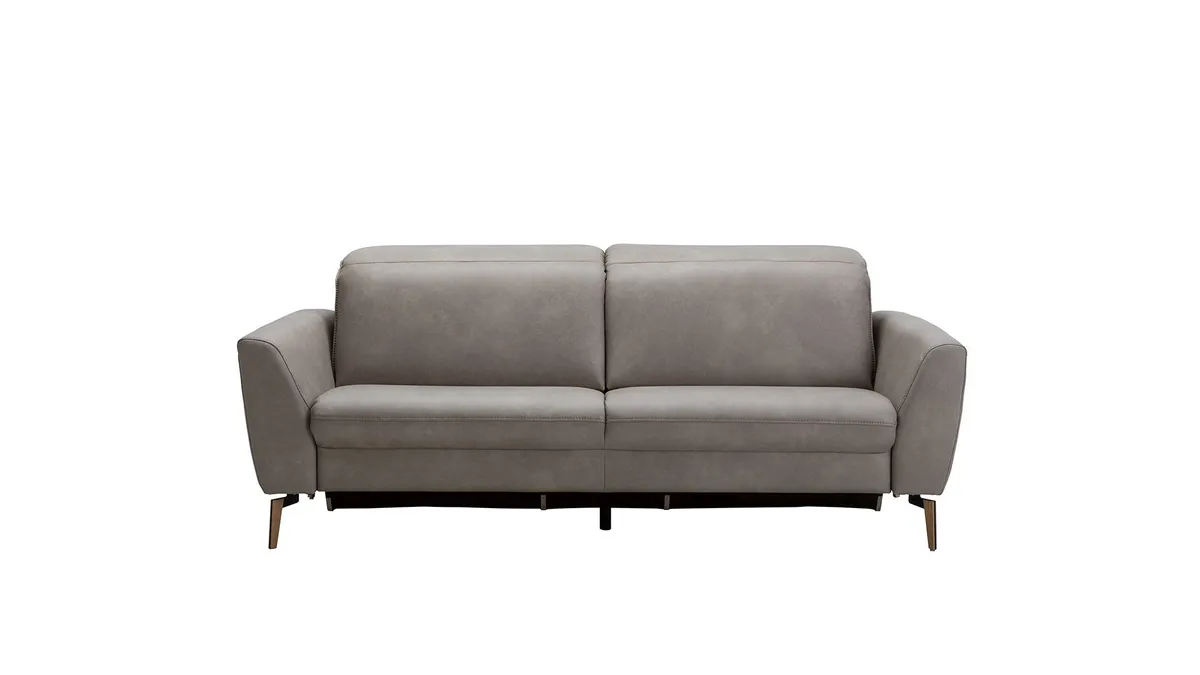 Sofa Tulsa KV - 3-Sitzer, inkl. Sitzvorzug (motorisch) und Kopfteilverstellung, Leder, Graubeige