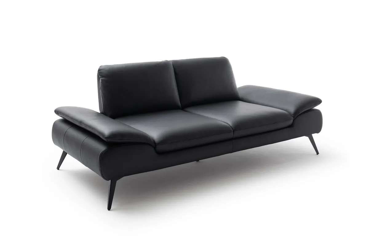 Sofa Collina - 2,5-Sitzer, Leder, Schwarz