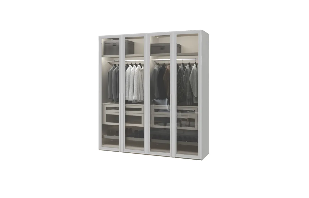 Drehtürenschrank JOIN IT- B ca. 202 cm, Weiss, Glas