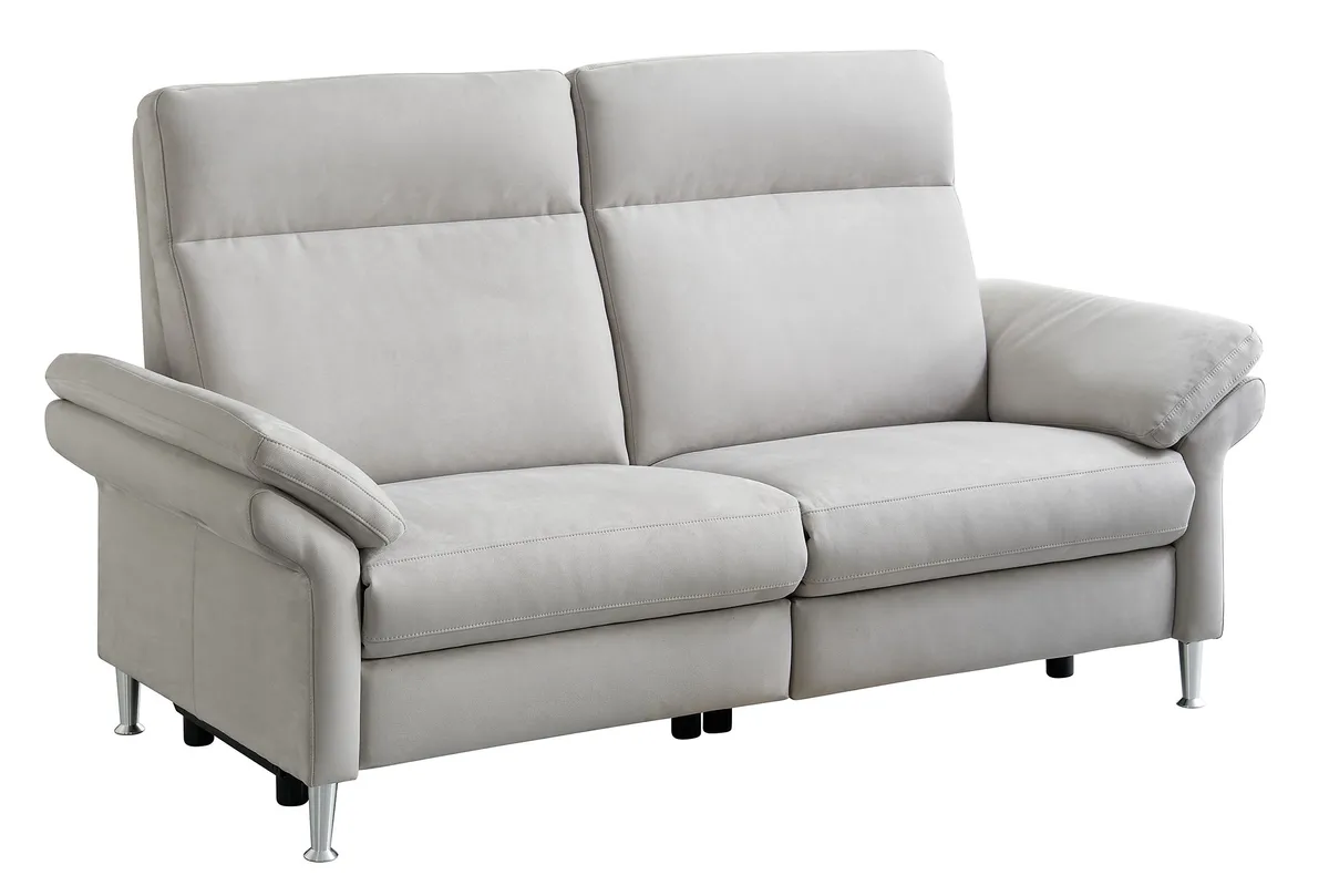 Sofa EM Helsinki - 3-Sitzer, Relaxfunktion (motorisch), Stoff, Silbergrau