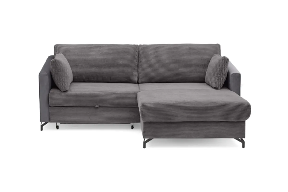 Ecksofa - 1,5-Sitzer, Ecke rechts inkl. Schlaffunktion und Bettkasten, Stoff, Grau