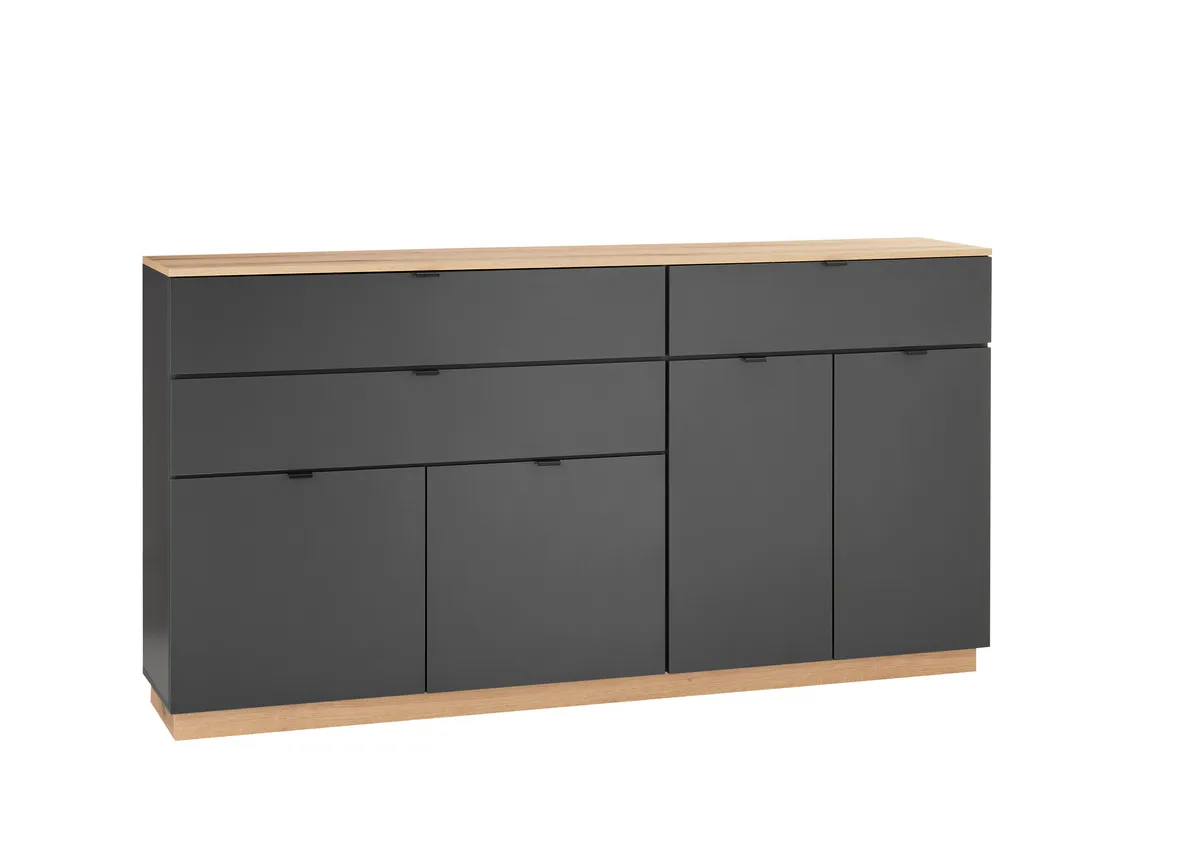 Sideboard- Anthrazit, Eiche Dekor