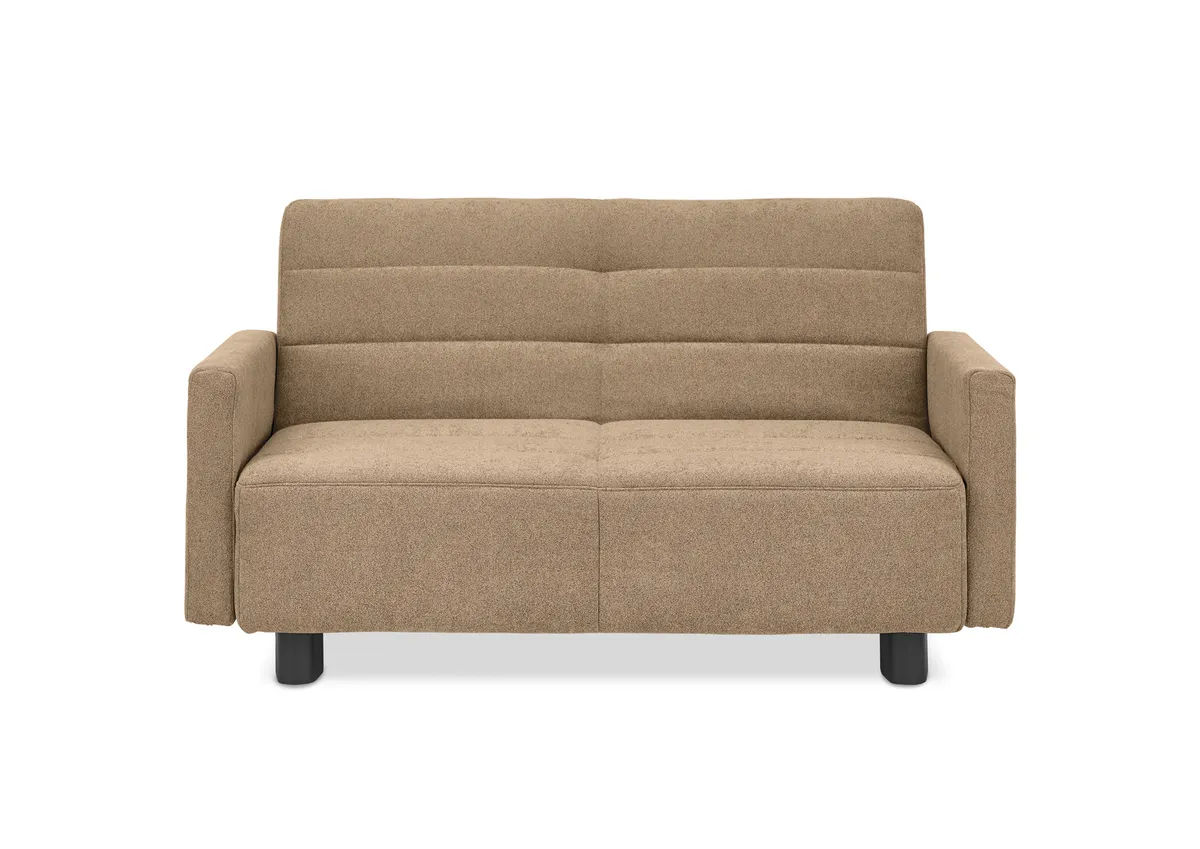  Faltsofa Easy - 2-Sitzer, ca. 140 cm inkl. Schlaffunktion/Topper/Armteil verstellbar, Stoff, Braun
