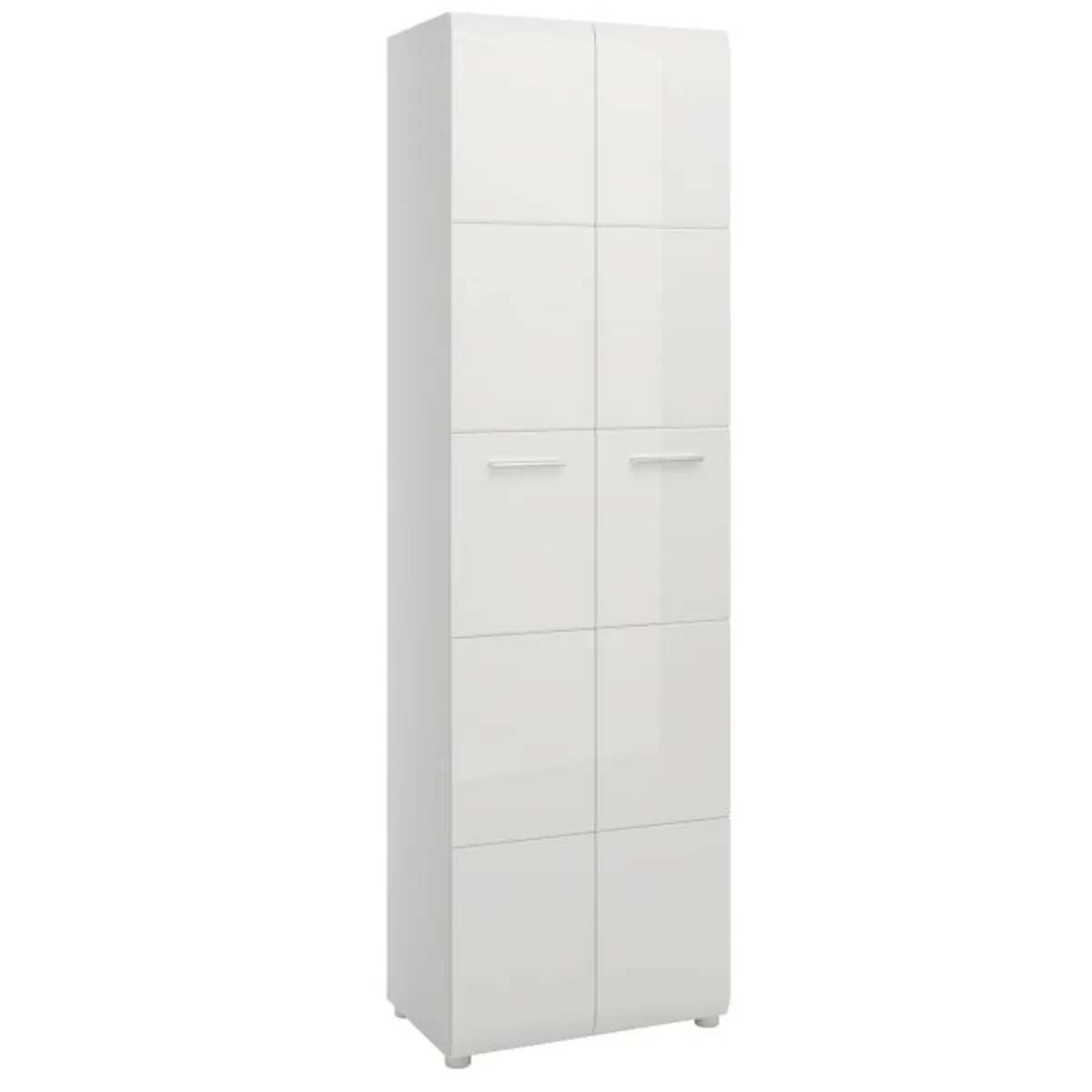 Garderobenschrank- Weiß, Weiß, Hochglanz
