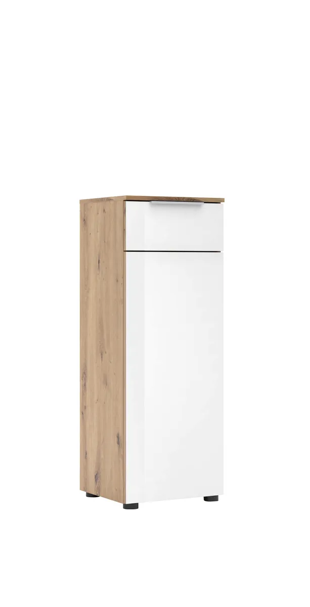Büroschrank - B ca. 40 cm, Artisan Eiche Nachbildung, Weiß