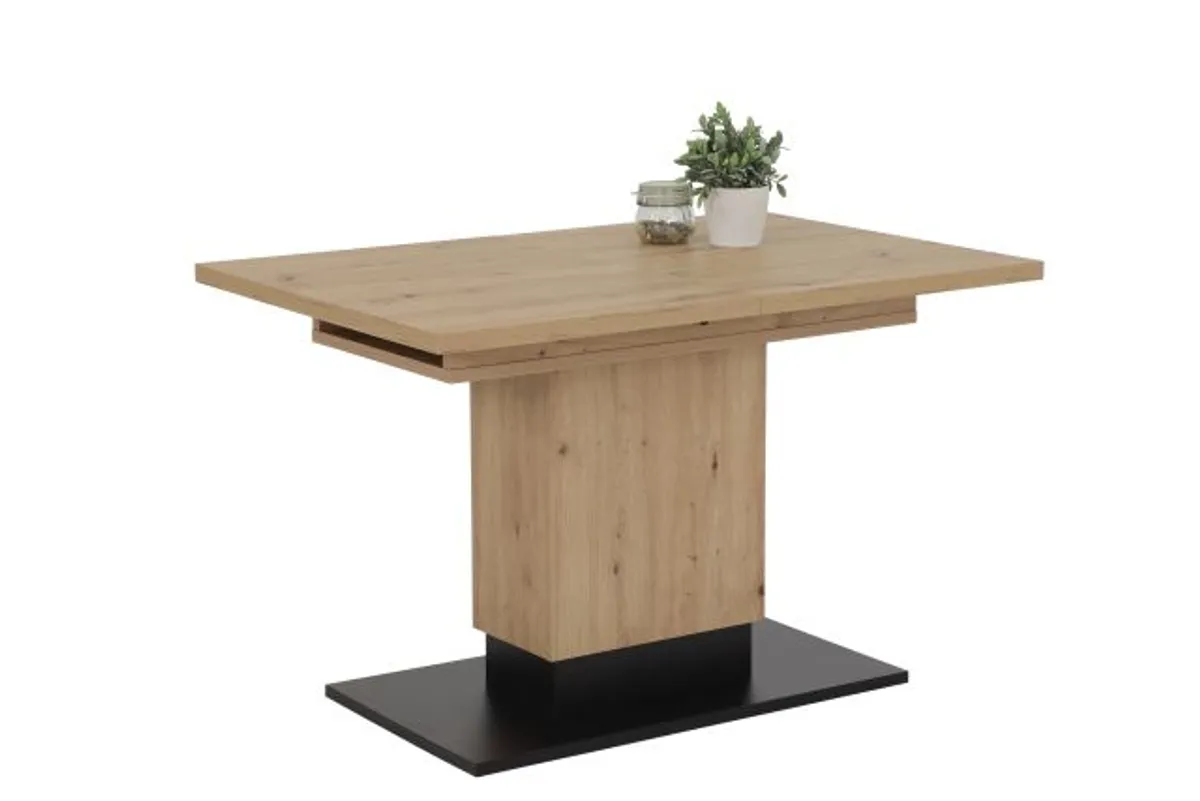 Esstisch - ausziehbar, LB ca. 120x80 cm, Eiche Dekor, Schwarz