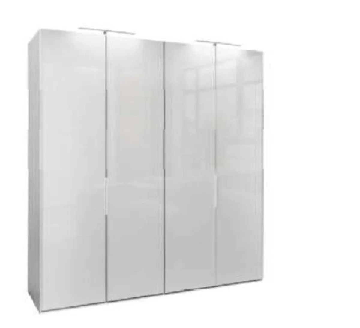 Drehtürenschrank - ca. B. 200,1 cm, Lack, Weiß, Glas