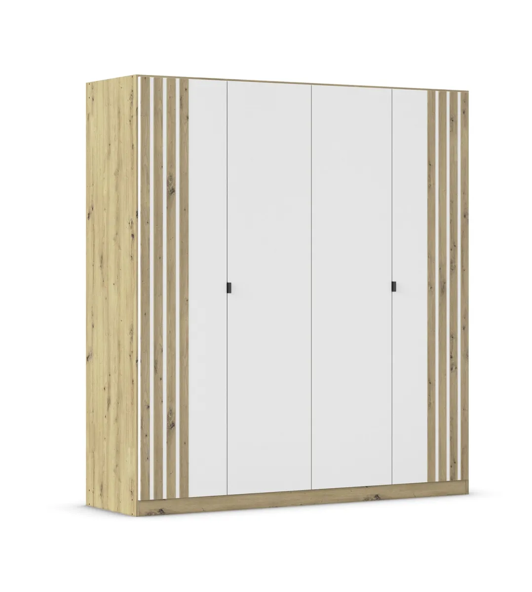 Drehtürenschrank RUERTO- B ca. 181 cm, Eiche Dekor, Weiß, Paneel, Eiche Dekor
