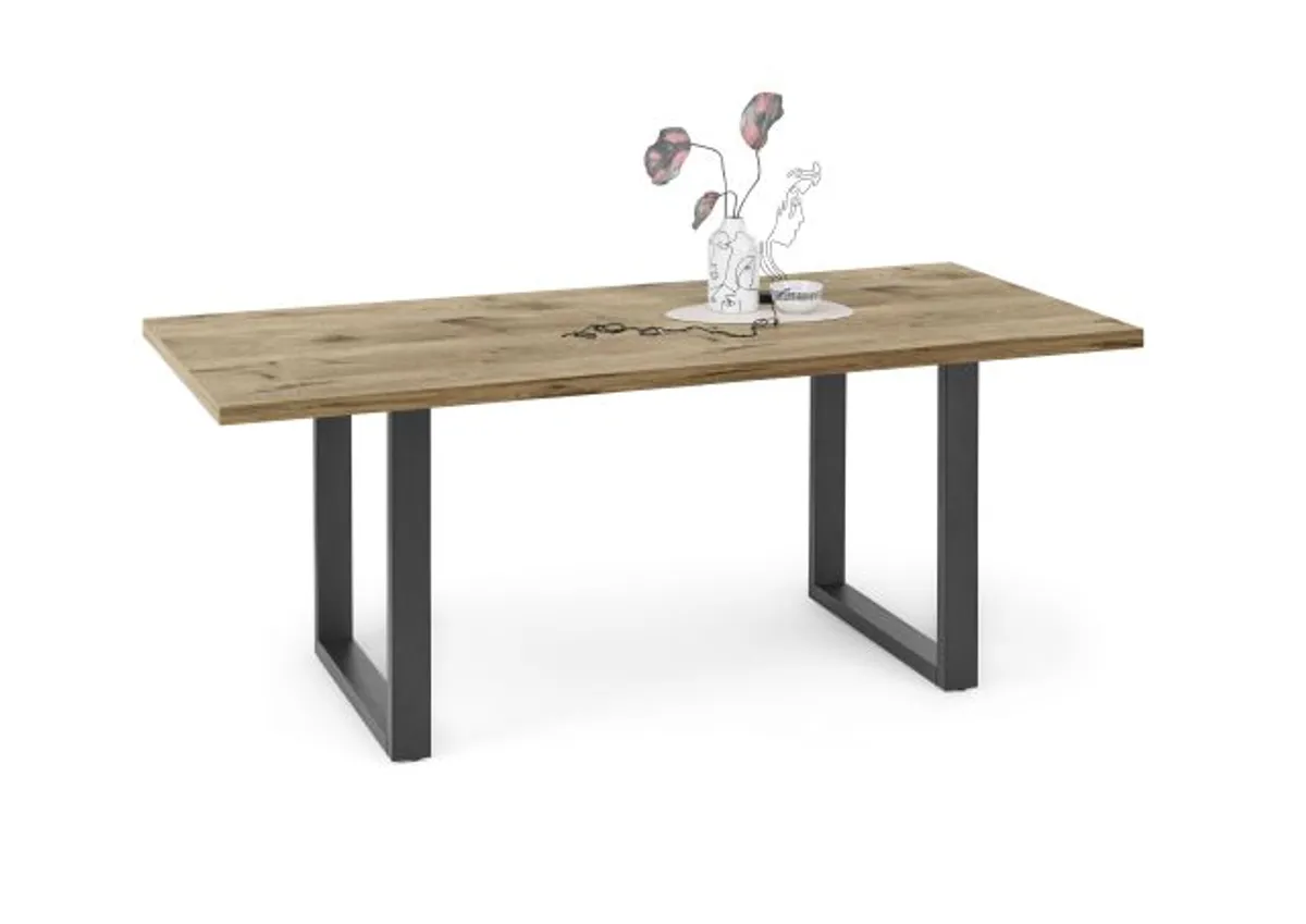Esstisch - LB ca. 200x100 cm, Viking Eiche, Schwarz