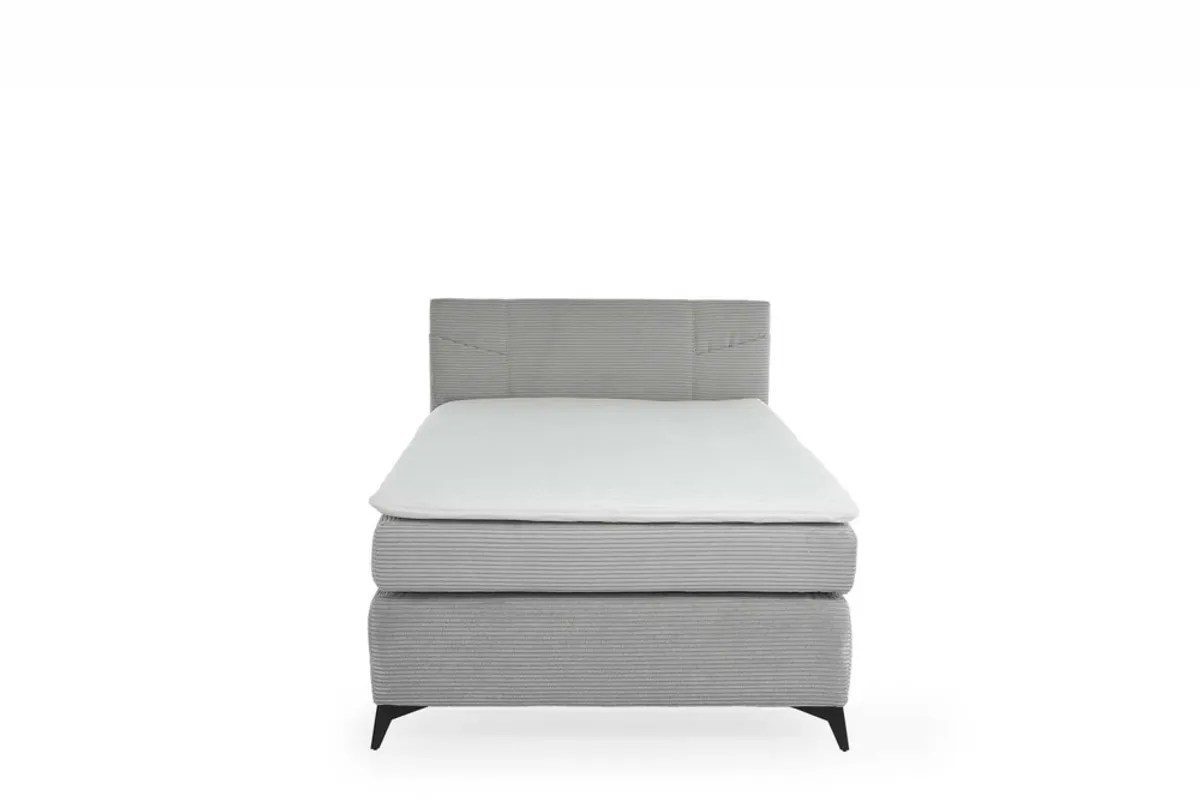Boxspringbett JODIE- Liegefläche ca. 120x200 cm, Stoff Hellgrau