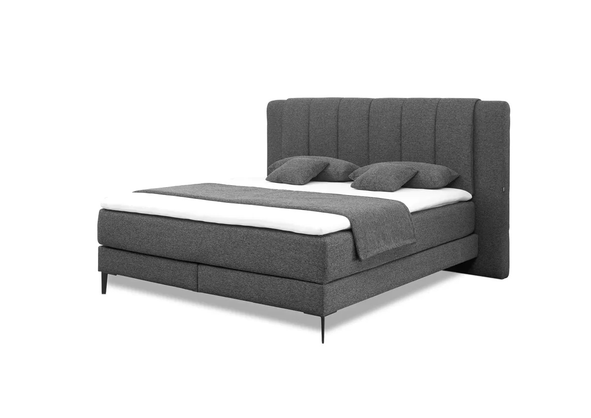 Boxspringbett - Liegefläche ca. 180x200 cm, Stoff, Anthrazit