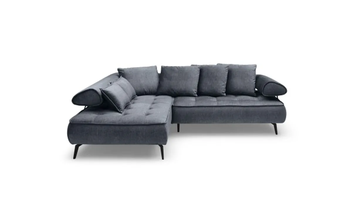 Ecksofa - Ecke links, 2-Sitzer inkl. Schlaffunktion, Relaxfunktion, Stoff, Graphit