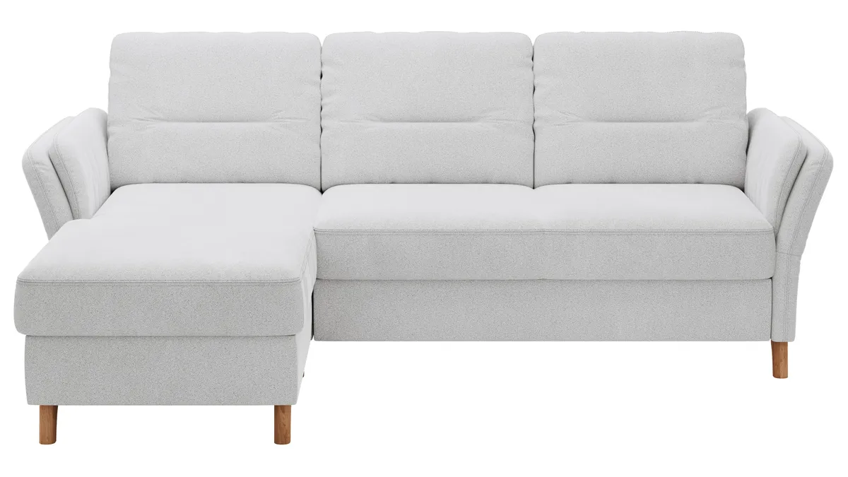 Ecksofa Vayra - Longchair links mit 2,5-Sitzer rechts, Stoff, Offwhite