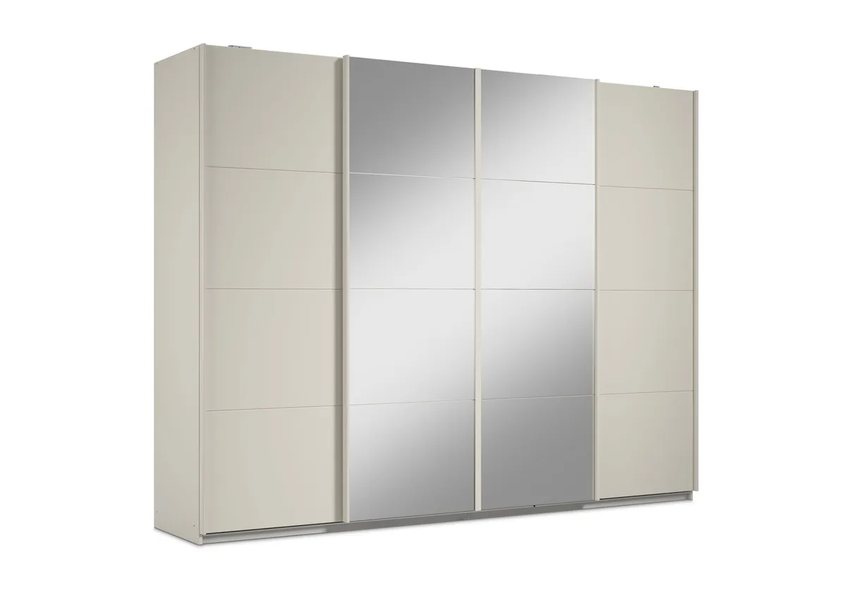 Schwebetürenschrank RIKK- B ca. 271 cm, Champagner, Spiegel