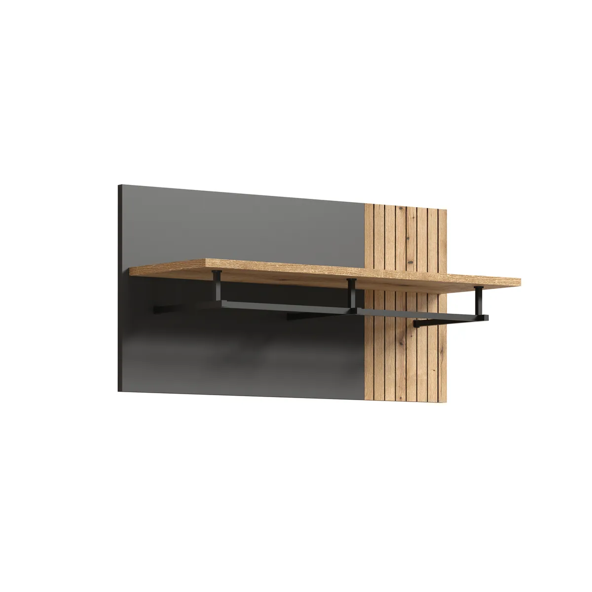 Garderobenpaneel - B ca. 80 cm, Anthrazit, Eiche Coast Evoke Nachbildung