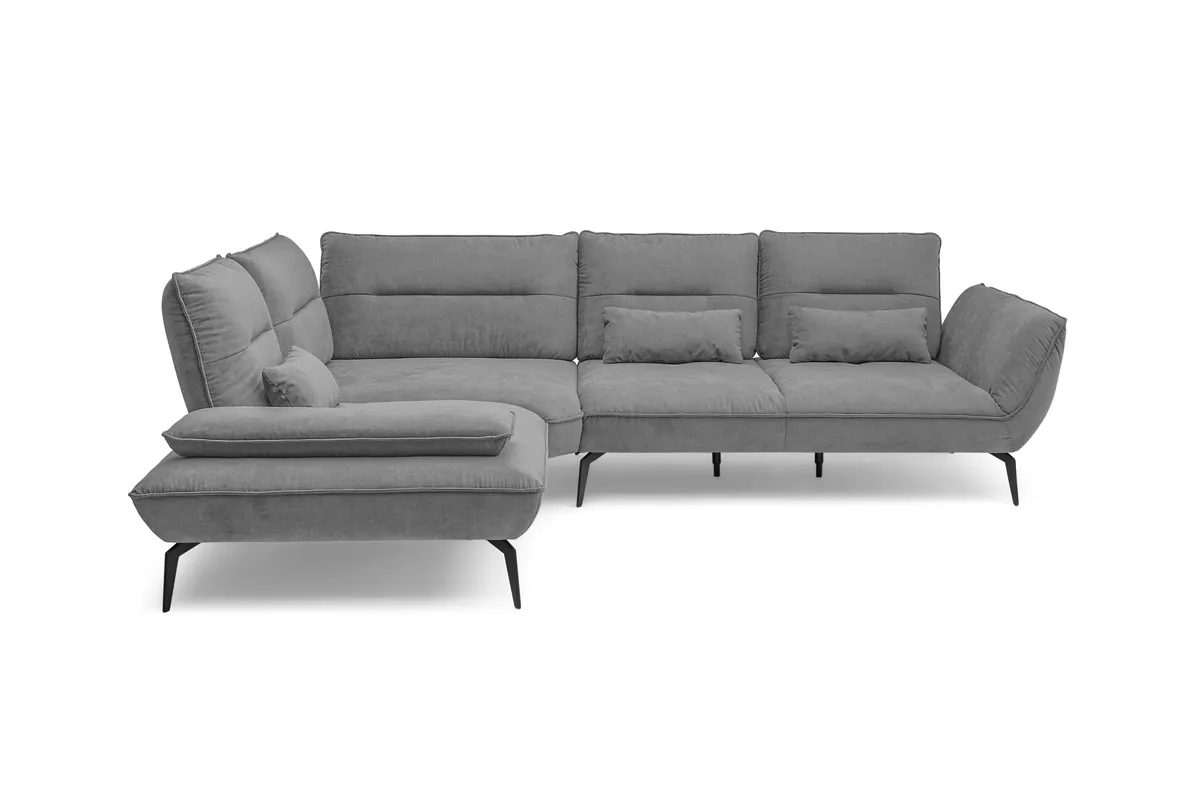 Ecksofa PAYTON - Ecke links, 2,5-Sitzer inkl. Rückenneigung, Armteilverstellung, Stoff, Grau