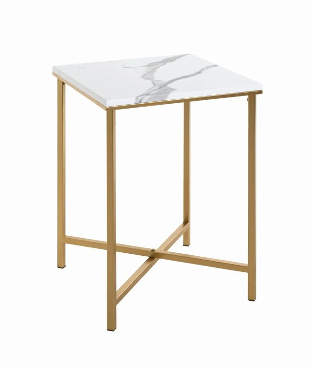 Beistelltisch - B/H/T ca. 39x55x39 cm, Marmoroptik, Goldfarben