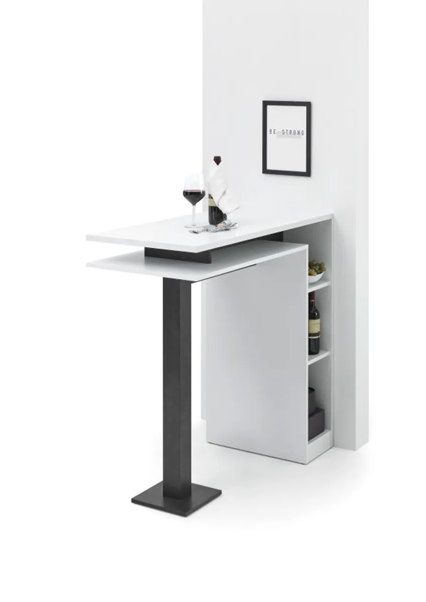 Bartisch - B/H/T ca. 108x103x50 cm, Weiß, Dekor