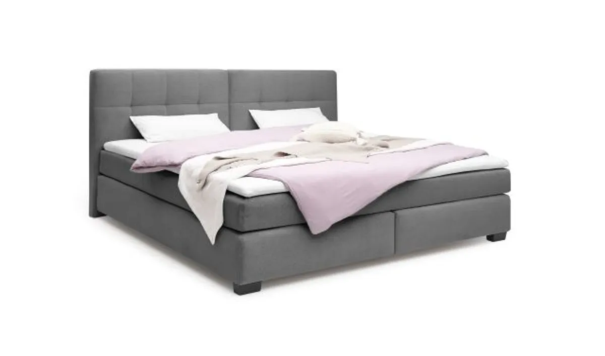 Boxspringbett JILA- Ligefläche ca. 240x200 cm, Stoff, Dunkelgrau