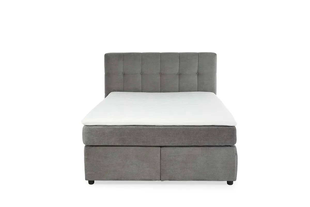 Boxspringbett JANAH- Liegefläche ca. 140x200 cm, Stoff, Grau