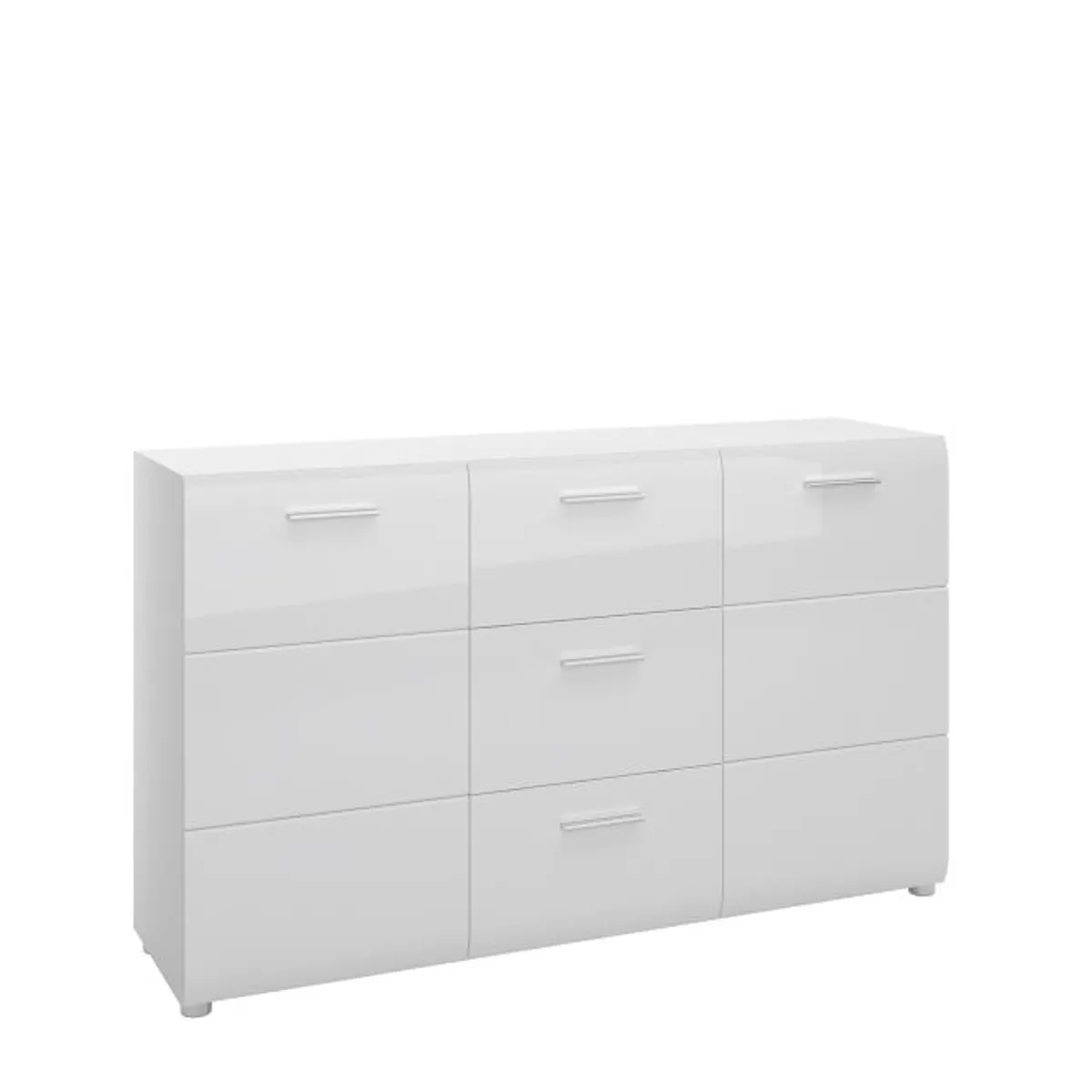 Sideboard- Weiß, Weiß, Hochglanz
