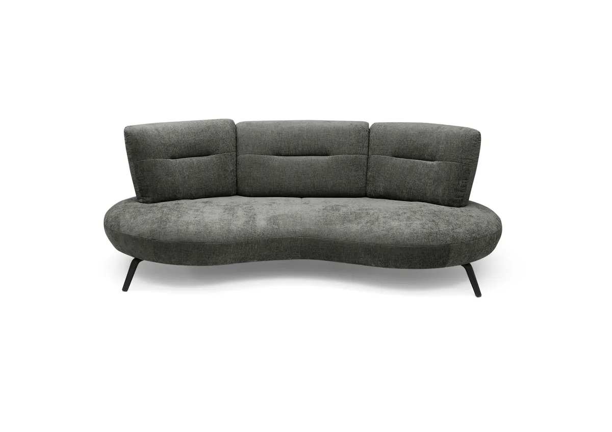 Nierensofa PACEY - 3-Sitzer, Stoff, Anthrazit