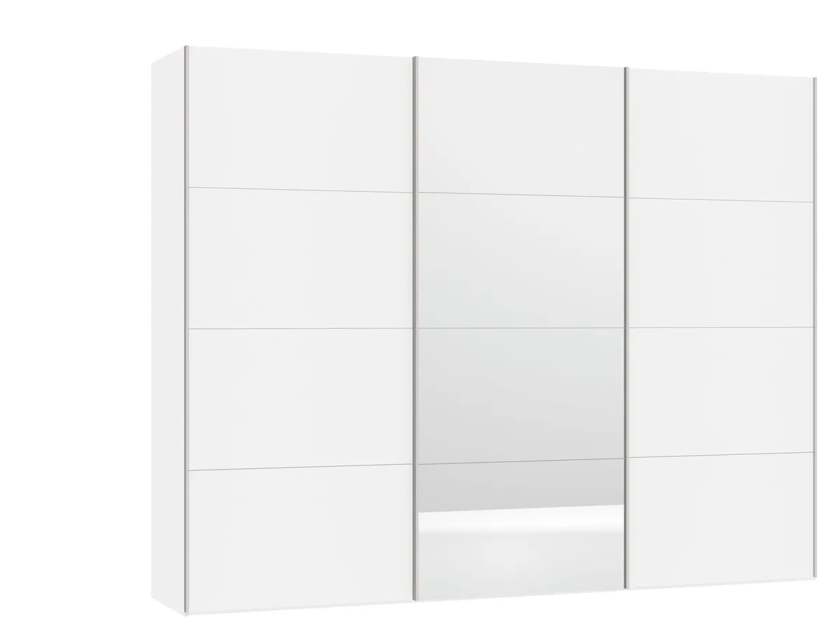 Schwebetürenschrank JOIN IT- B ca. 303 cm., Weiß, Glas, Weiß, Spiegel