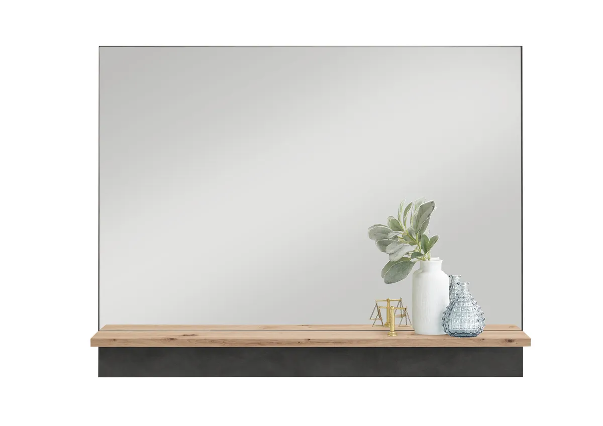 Garderobenspiegel- Grau, Eiche Dekor