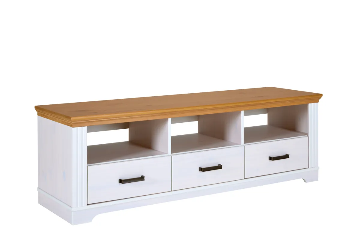 TV-Lowboard - B ca. 166 cm, Weiß, Oak Colori